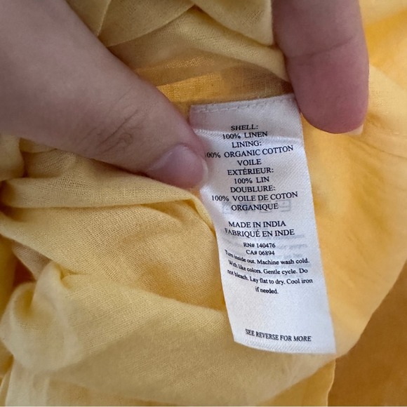 Faherty Ellis Linen Shift Dress In Yellow Small - Picture 5 of 6